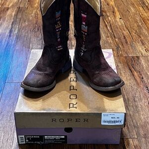 Roper Boots Little Girls Brown Double Arrows Cowgirl Boots